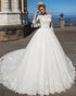 Elegant Off The Shoulder Lace Wedding Dresses with Half Sleeve Bridal Dress Ball Gown